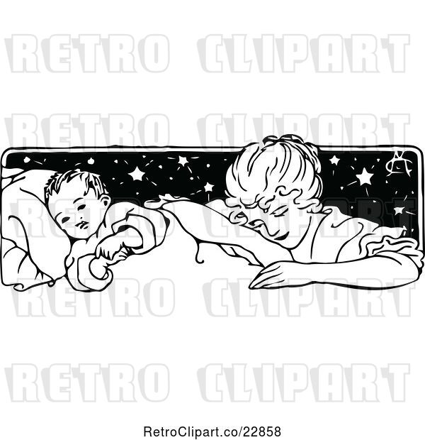 Vector Clip Art of Mother Tucking Her Baby in