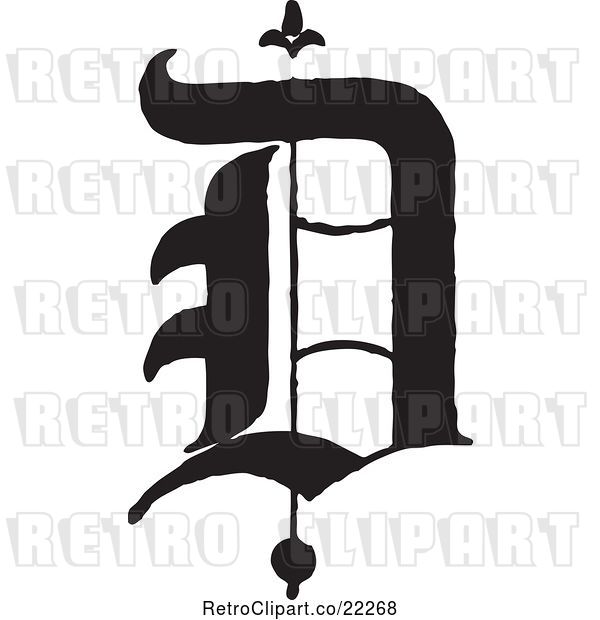 Vector Clip Art of Old English Abc Letter D