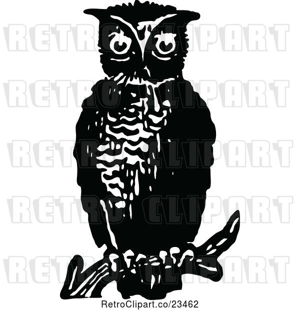 Vector Clip Art of Perched Owl 2