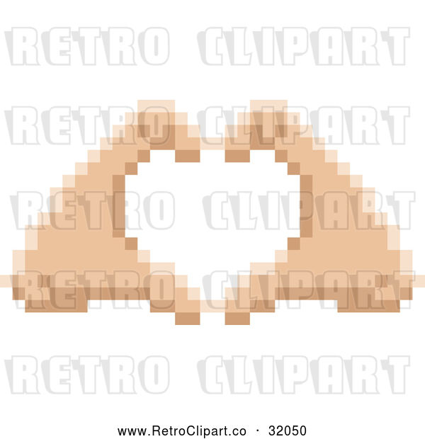 Vector Clip Art of Pixelized Retro 8-Bit Hands Forming a Human Love Heart Shape