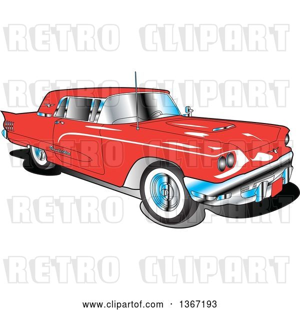 Vector Clip Art of Retro 1960 Red Ford Thunderbird Car