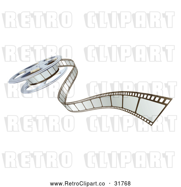 Vector Clip Art of Retro 3d Cinema Film Reel and Strip