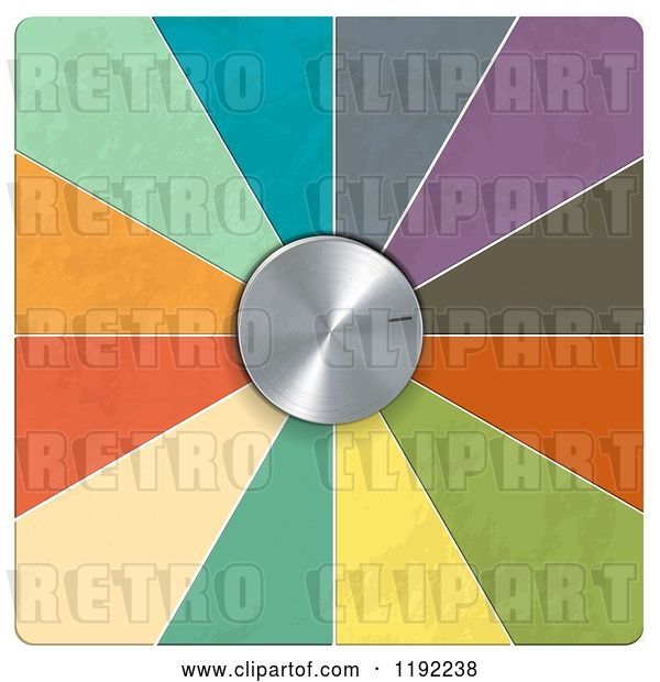Vector Clip Art of Retro 3d Silver Dial and Colorful Segments, on White