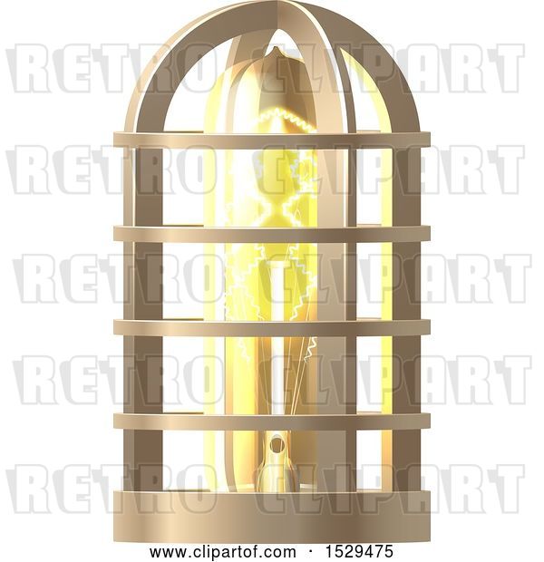 Vector Clip Art of Retro 3d Steampunk Electric Light Bulb Lamp