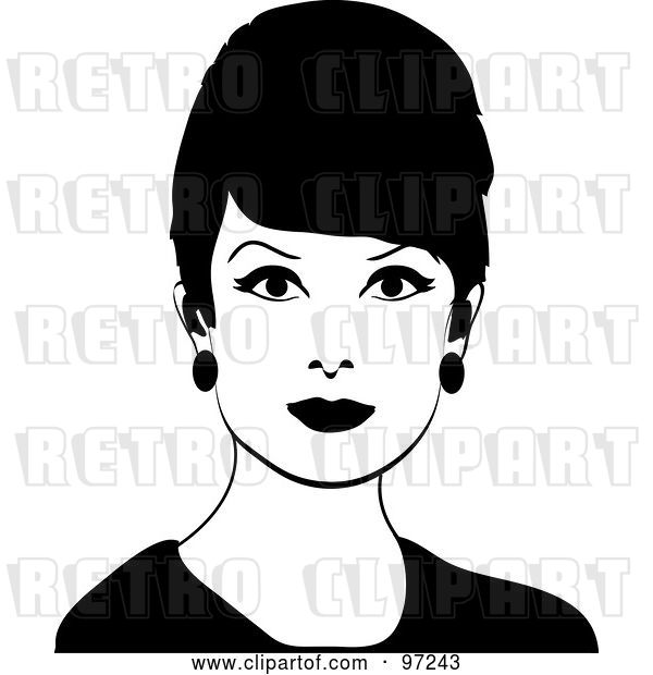 Vector Clip Art of Retro 60s Styled Lady with Beehive Hair