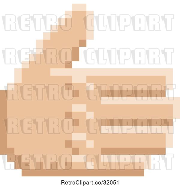 Vector Clip Art of Retro 8 Bit Pixel Art Styled Hand Reaching out to Shake