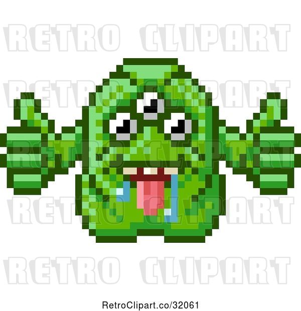 Vector Clip Art of Retro 8 Bit Pixel Art Video Game Styled Alien