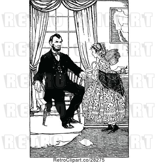 Vector Clip Art of Retro Abraham Lincoln and Girl