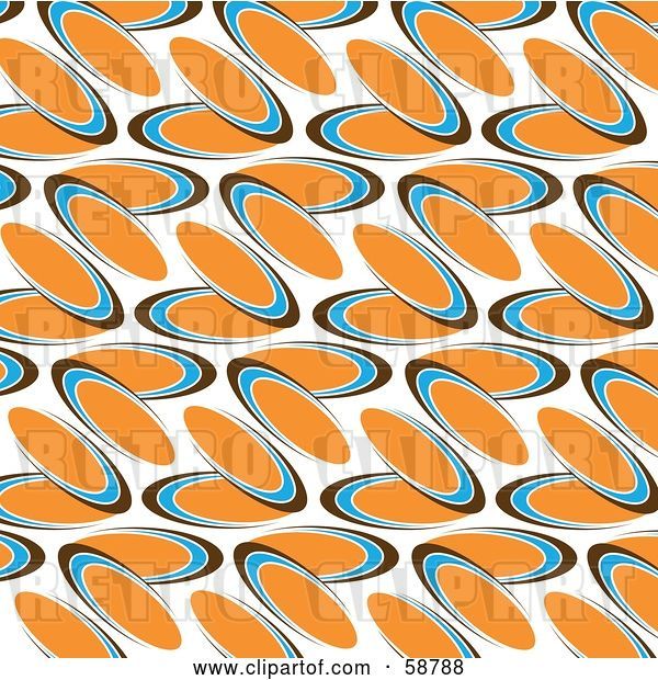 Vector Clip Art of Retro Abstract Background of Orange, Blue and Brown Ovals on White