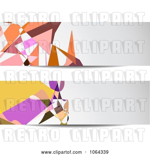 Vector Clip Art of Retro Abstract Banners with Gray Space