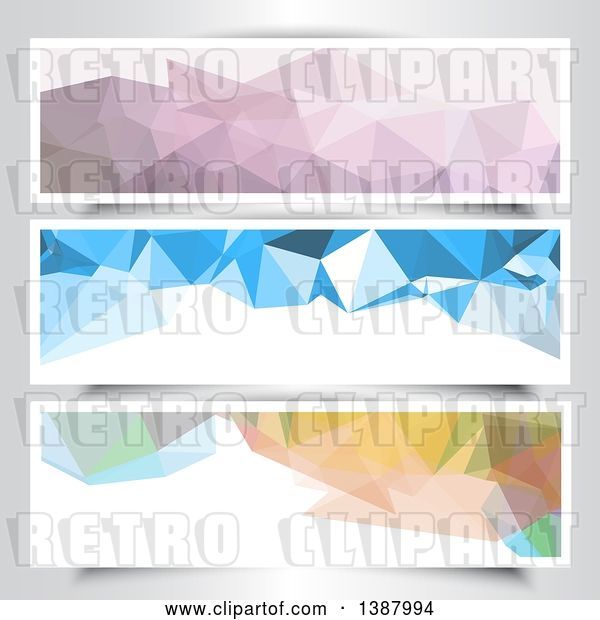 Vector Clip Art of Retro Abstract Low Poly Geometric Website Banners