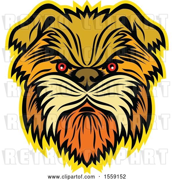 Vector Clip Art of Retro Aggressive Affenpinscher Monkey Terrier Dog