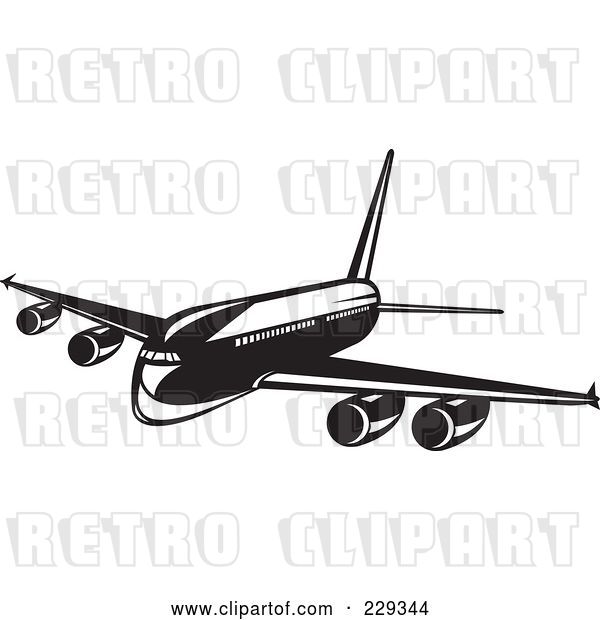 Vector Clip Art of Retro Airliner