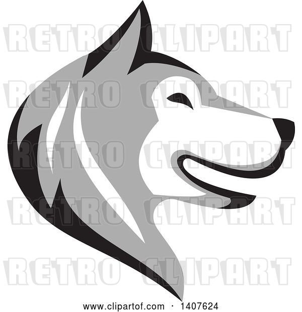Vector Clip Art of Retro Alaskan Malamute Husky Dog Head in Profile