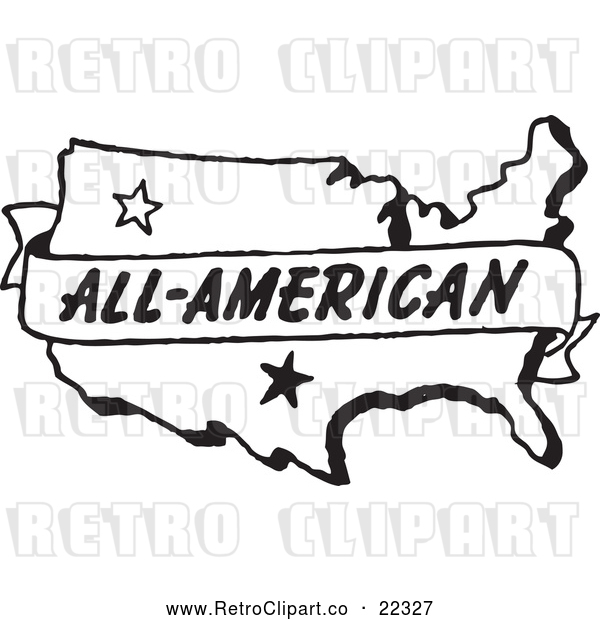 Vector Clip Art of Retro All American Banner over a Map