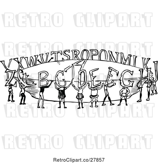 Vector Clip Art of Retro Alphabet People