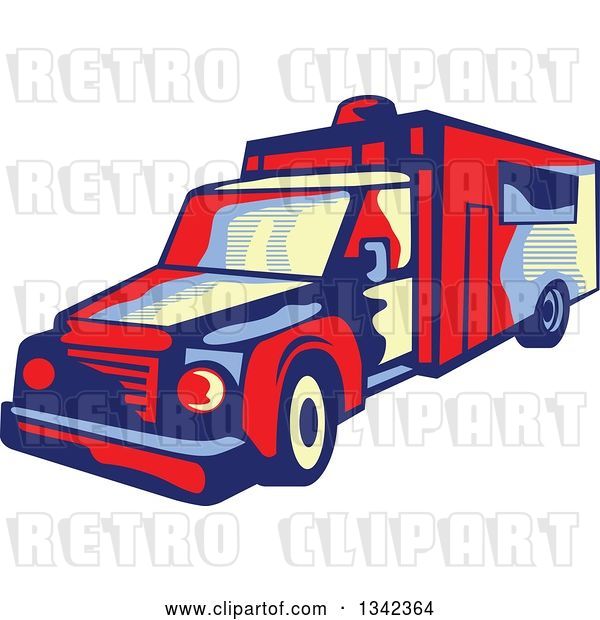 Vector Clip Art of Retro Ambulance Emergency Vehicle