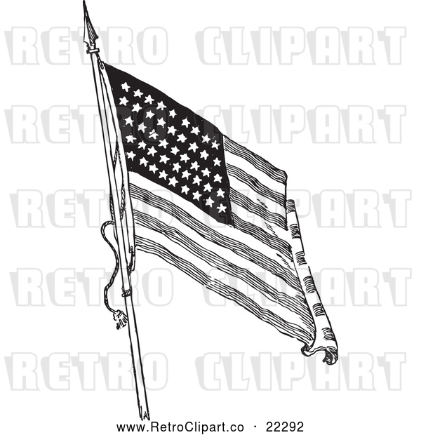 Vector Clip Art of Retro American Flag Waving - 1