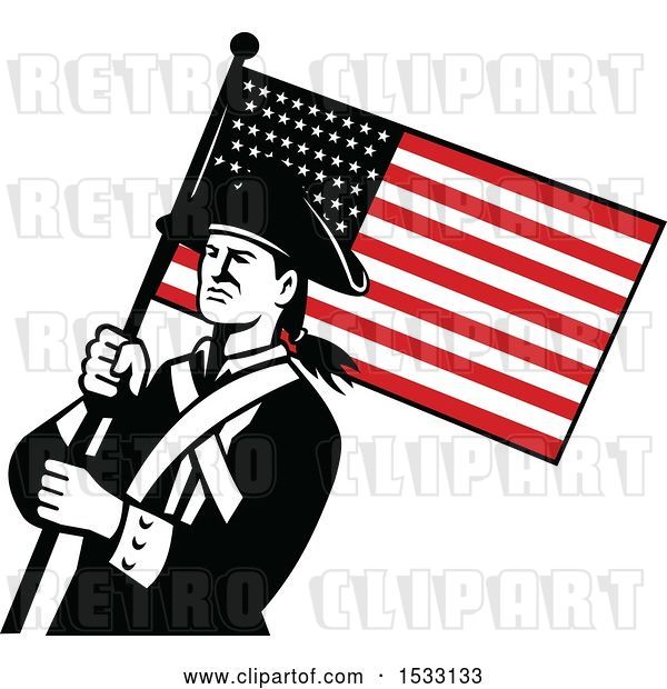Vector Clip Art of Retro American Patriot Soldier with a Star Spangled Banner