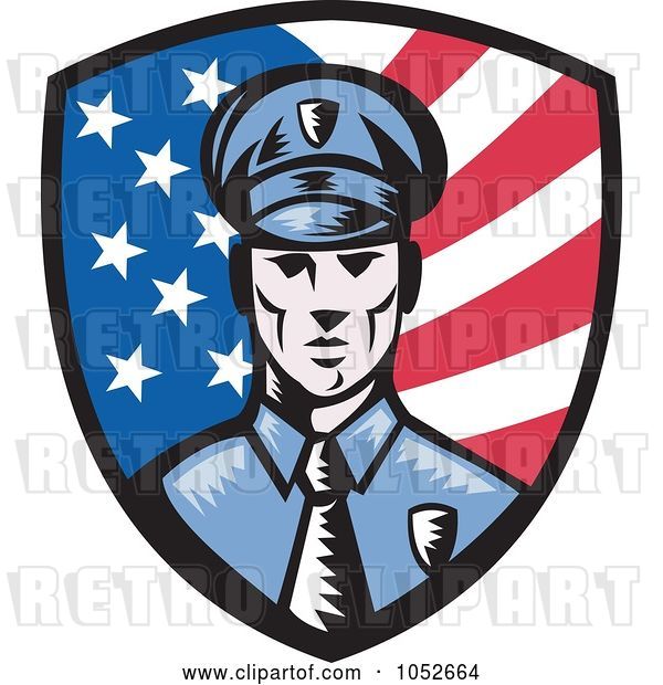 Vector Clip Art of Retro American Police Shield Logo