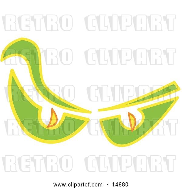 Vector Clip Art of Retro an Evil Pair of Ghost Eyes Glowing in the Dark Clipart Illustration