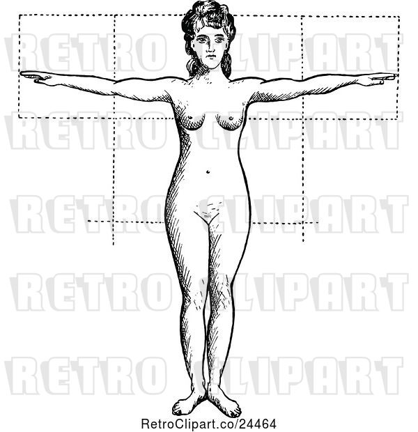 Vector Clip Art of Retro Anatomy of Female Proportions