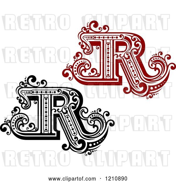 Vector Clip Art of Retro and Red Letter R