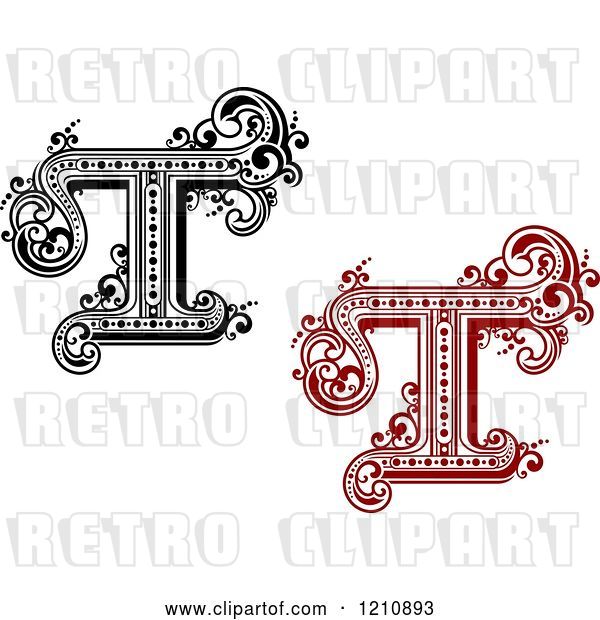 Vector Clip Art of Retro and Red Letter T
