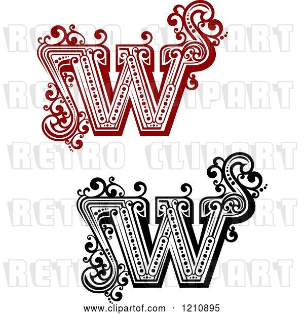 Vector Clip Art of Retro and Red Letter W