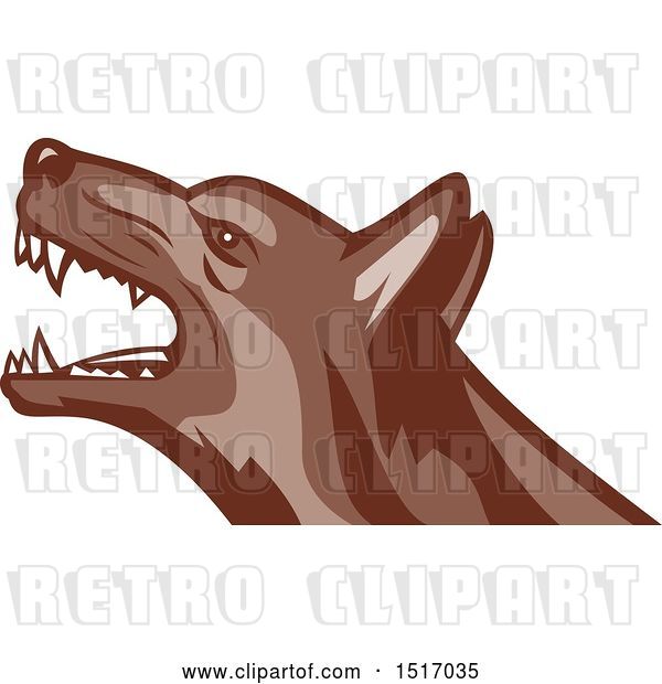 Vector Clip Art of Retro Angry German Shepherd Guard Dog