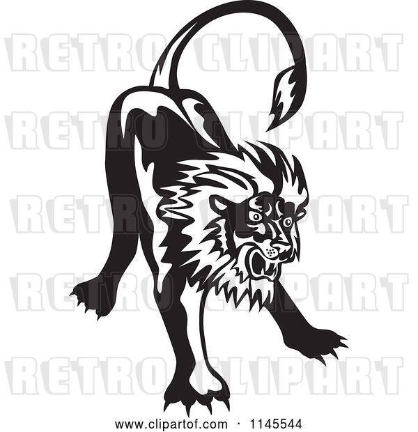Vector Clip Art of Retro Angry Lion
