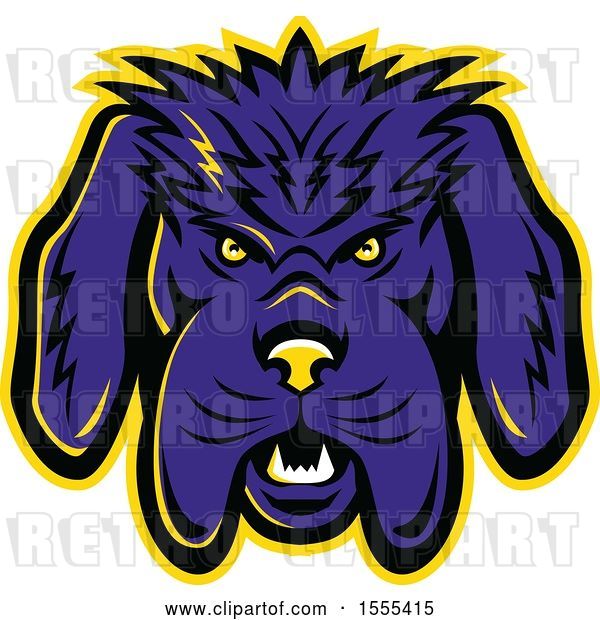 Vector Clip Art of Retro Angry Newfoundland Dog Mascot Head