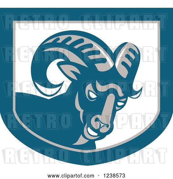 Vector Clip Art of Retro Angry Ram Goat in a Shield