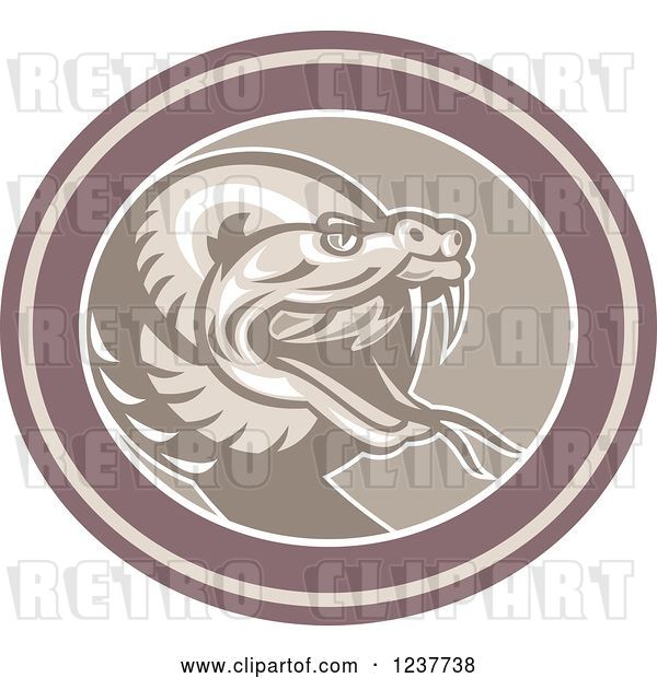 Vector Clip Art of Retro Angry Rattlesnake in an Oval