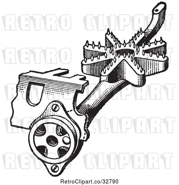 Vector Clip Art of Retro Antique Gas Stove Pipe Mixer Device in