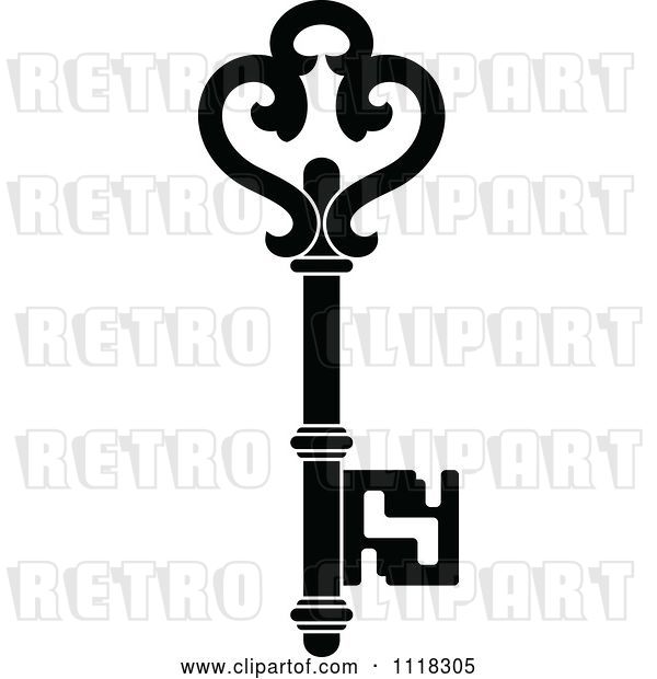 Vector Clip Art of Retro Antique Skeleton Key 2