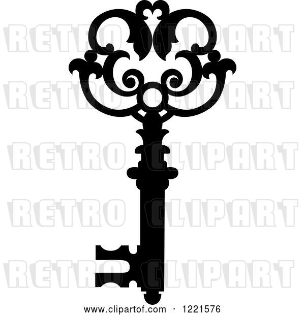 Vector Clip Art of Retro Antique Skeleton Key 21