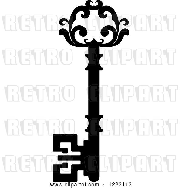 Vector Clip Art of Retro Antique Skeleton Key 33