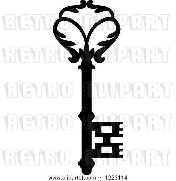 Vector Clip Art of Retro Antique Skeleton Key 34