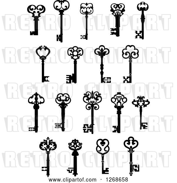 Vector Clip Art of Retro Antique Skeleton Keys 5