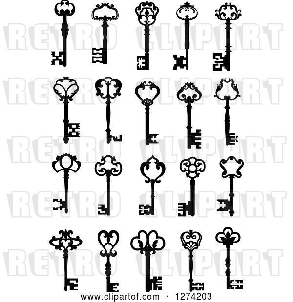 Vector Clip Art of Retro Antique Skeleton Keys 6