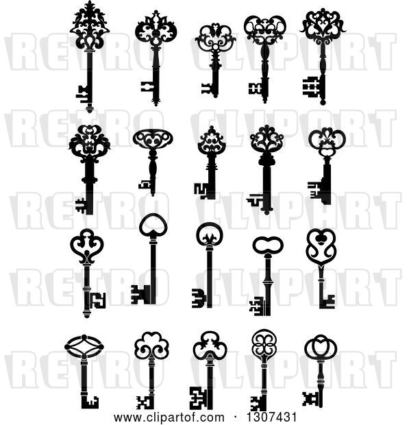 Vector Clip Art of Retro Antique Skeleton Keys 7