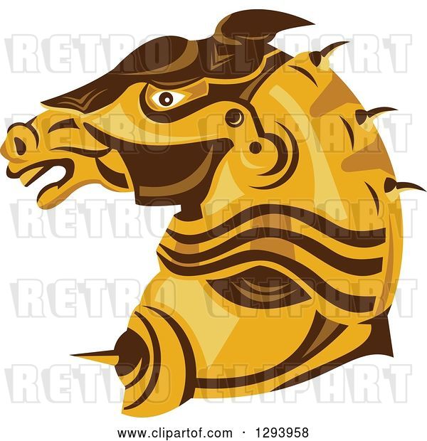 Vector Clip Art of Retro Armored Horse Head in Profile