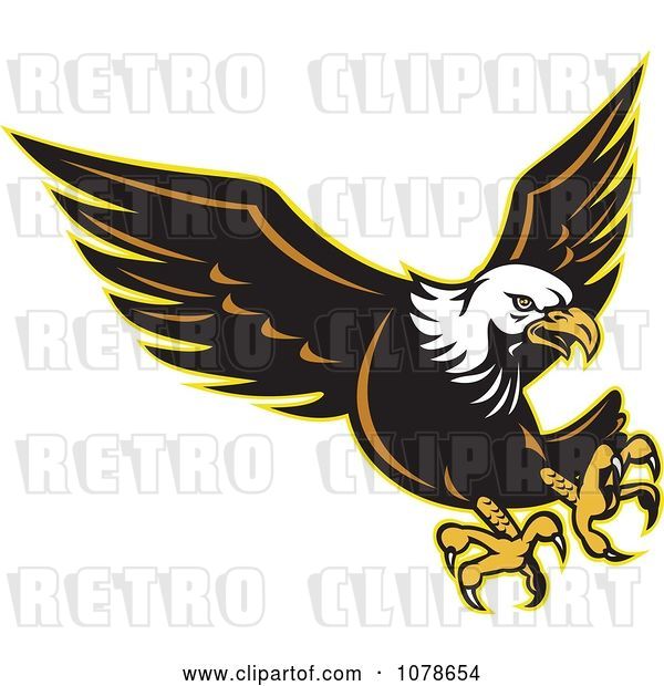 Vector Clip Art of Retro Attacking Bald Eagle Logo