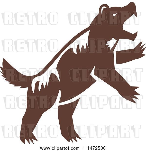 Vector Clip Art of Retro Attacking Wolverine Skunk Bear