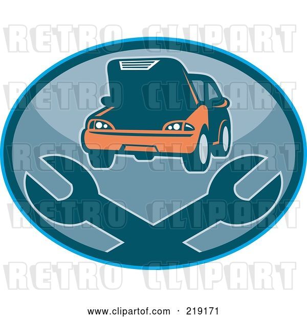 Vector Clip Art of Retro Auto Repair Logo with Wrenches