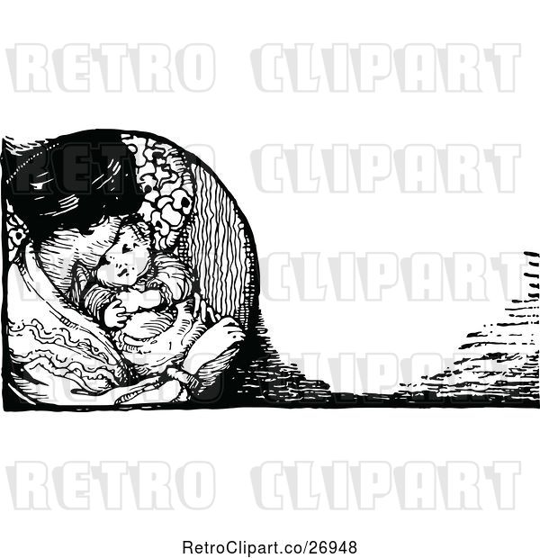 Vector Clip Art of Retro Baby and Mother