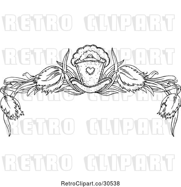 Vector Clip Art of Retro Baby Cradle and Tulip Header