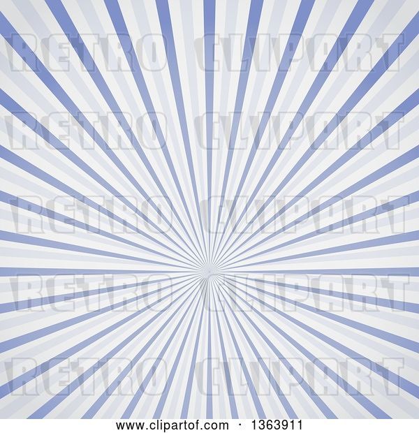 Vector Clip Art of Retro Background of a Burst of Blue Rays