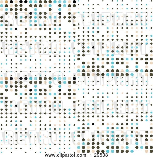 Vector Clip Art of Retro Background of Blue, Beige, Black and Green Dots on White
